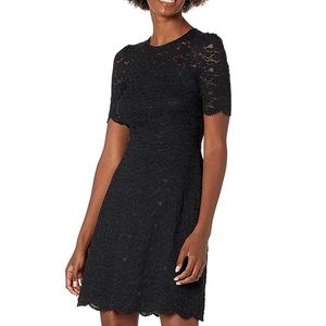 Lark & Ro Womens Half Sleeve Crewneck Fit and Flare Dress